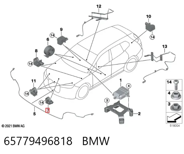Sensor de aceleração longitudinal 65779496818 BMW