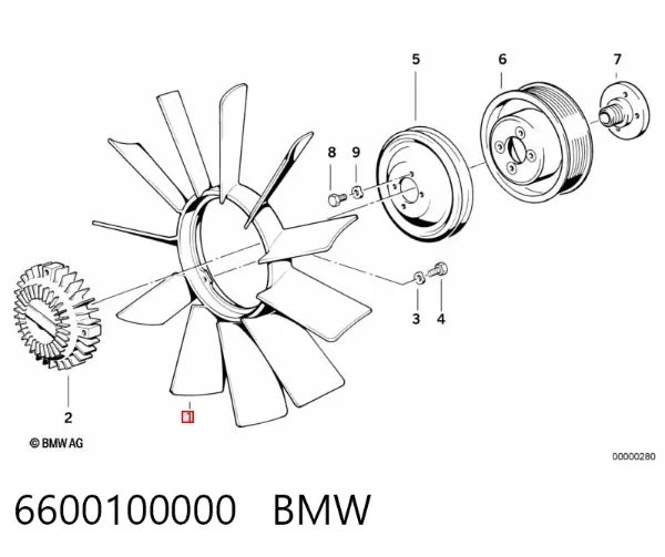 Ventilador (roda de aletas) do radiador de esfriamento 6600100000 BMW