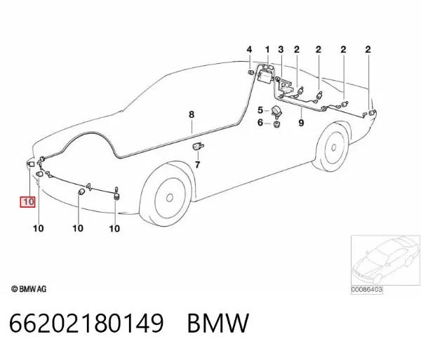 Sensor traseiro de sinalização de estacionamento (sensor de estacionamento) 66202180149 BMW