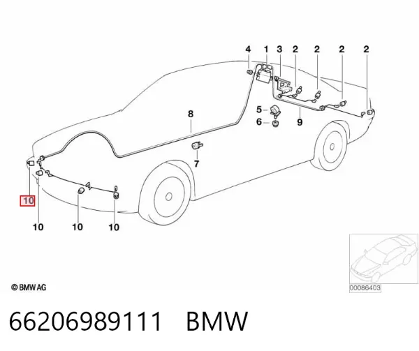Sensor de sinalização de estacionamento (sensor de estacionamento) dianteiro/traseiro central 66206989111 BMW