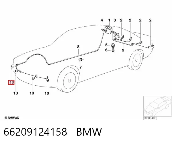 Sensor de sinalização de estacionamento (sensor de estacionamento) dianteiro/traseiro central 66209124158 BMW