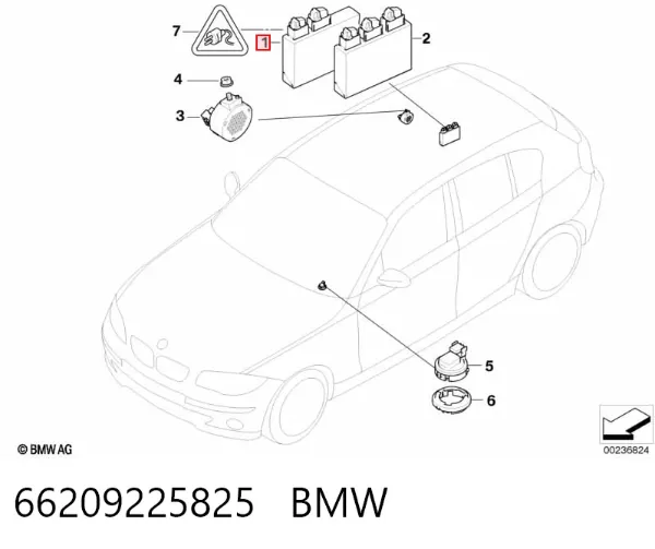 Módulo de direção (Centralina eletrônica) de sensor de estacionamento 66209225825 BMW