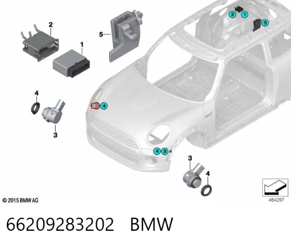 Sensor de sinalização de estacionamento (sensor de estacionamento) dianteiro/traseiro lateral 66209283202 BMW