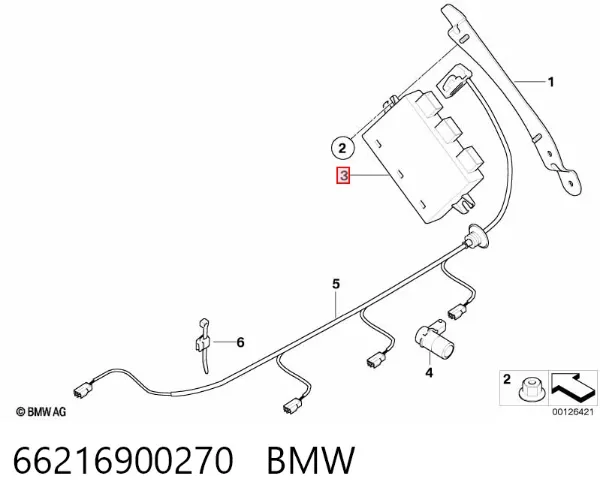 Módulo de direção (Centralina eletrônica) de sensor de estacionamento 66216900270 BMW
