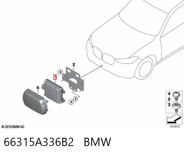 Sensor de radar de distância 66315A336B2 BMW