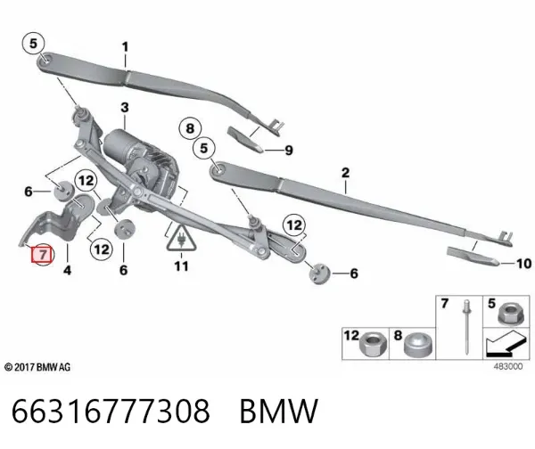 Cápsula (prendedor) de fixação do forro do pára-choque do pára-lama dianteiro 66316777308 BMW