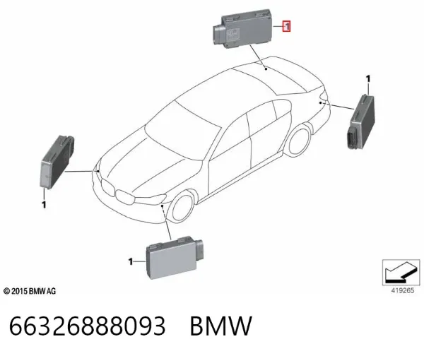 Radar de mudança de faixa 66326888093 BMW