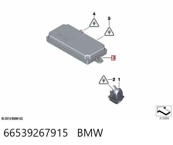 Módulo de direção da câmara 66539267915 BMW