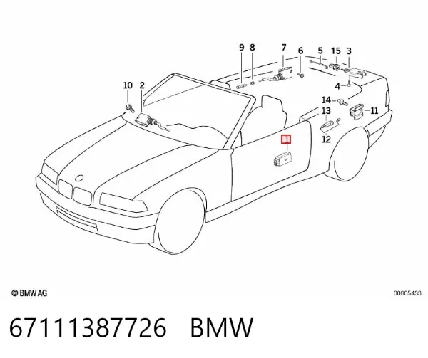 Motor acionador de abertura/fechamento da porta dianteira 67111387726 BMW