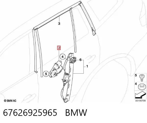 Motor de acionamento de vidro da porta traseira esquerda 67626925965 BMW