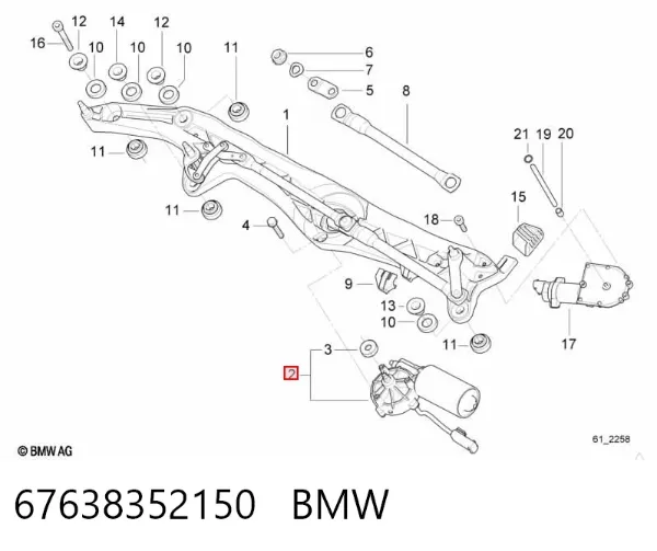 Motor de limpador pára-brisas do pára-brisas BMW 7 E38