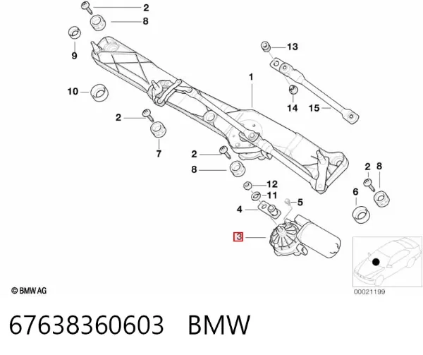 Motor de limpador pára-brisas do pára-brisas 67638360603 BMW