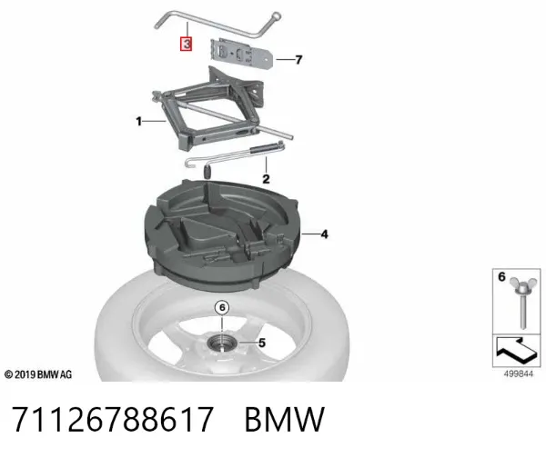 Chave para os pneus (de encaixe) 71126788617 BMW