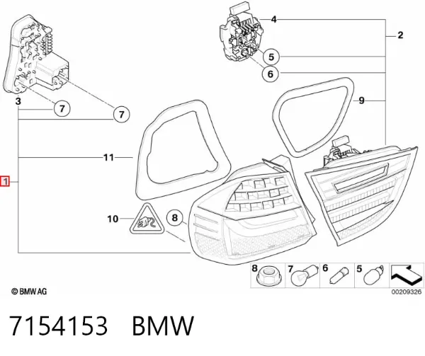 Lanterna traseira esquerda externa 7154153 BMW