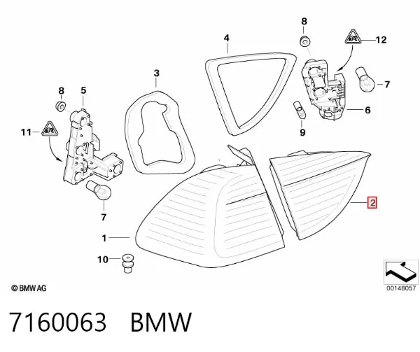 Lanterna traseira esquerda interna 7160063 BMW