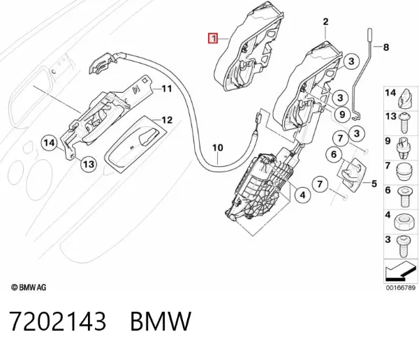 Fecho da porta dianteira esquerda 7202143 BMW