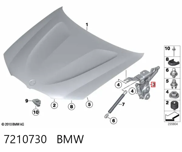 Gozno da capota direito 7210730 BMW