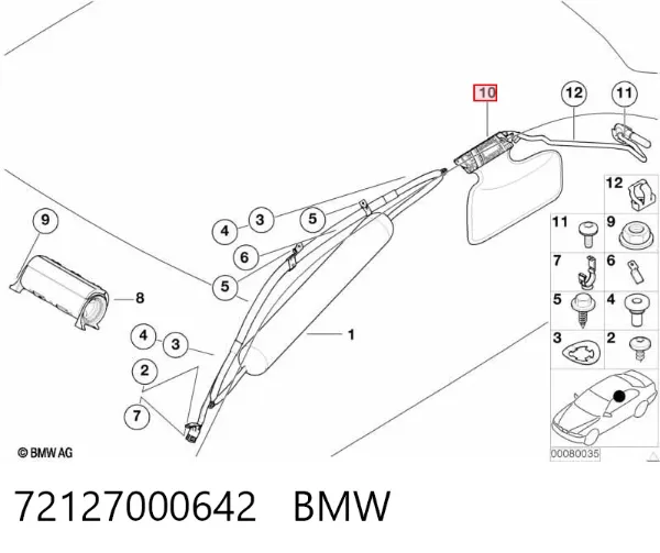 Cinto de segurança (AIRBAG) de estore lateral direito 72127000642 BMW