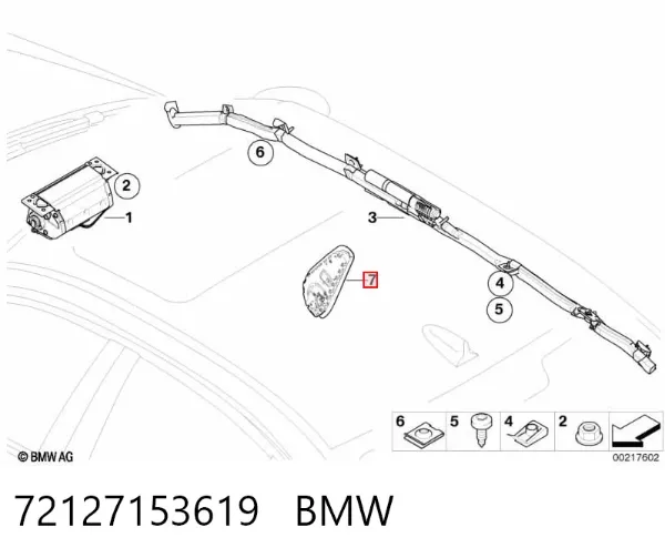 Cinto de segurança (AIRBAG) de encosto do assento esquerdo 72127153619 BMW