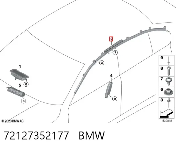 Cinto de segurança (AIRBAG) de estore lateral esquerdo 72127352177 BMW