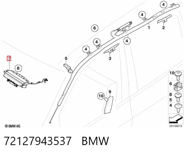 Cinto de segurança (AIRBAG) de passageiro 72127943537 BMW