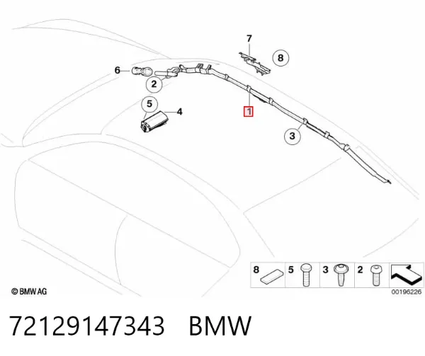 Cinto de segurança (AIRBAG) de estore lateral esquerdo 72129147343 BMW