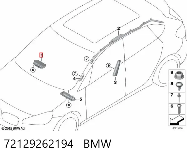 Cinto de segurança (AIRBAG) de passageiro 72129262194 BMW