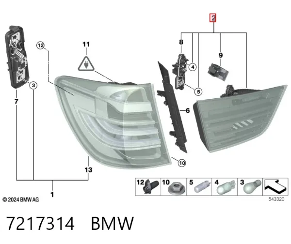 Lanterna traseira direita interna 7217314 BMW
