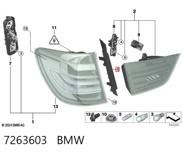 Placa sobreposta do pára-choque traseiro esquerdo 7263603 BMW