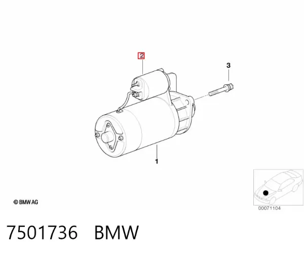 Relê retrator do motor de arranco 7501736 BMW