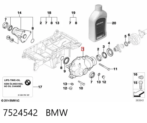 Redutor do eixo dianteiro 7524542 BMW