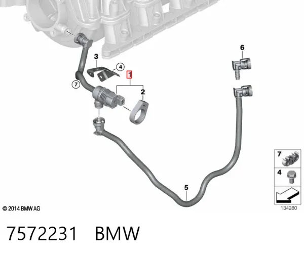 Válvula de ventilação dos gases do tanque de combustível 7572231 BMW