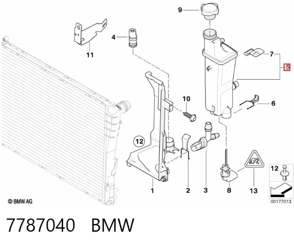 Tanque de expansão do sistema de esfriamento 7787040 BMW