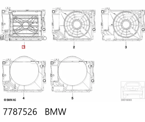 Difusor do radiador de esfriamento, montado com motor e roda de aletas 7787526 BMW