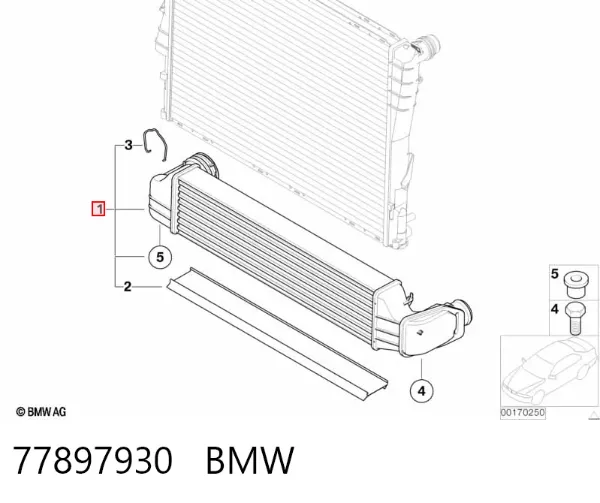 Radiador de intercooler 77897930 BMW