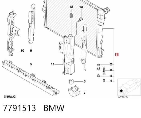 Radiador de esfriamento de motor 7791513 BMW