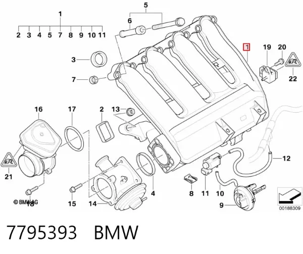 Tubo coletor de admissão 7795393 BMW