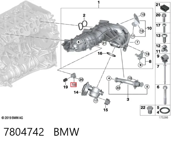 Sensor de pressão de supercompressão 7804742 BMW