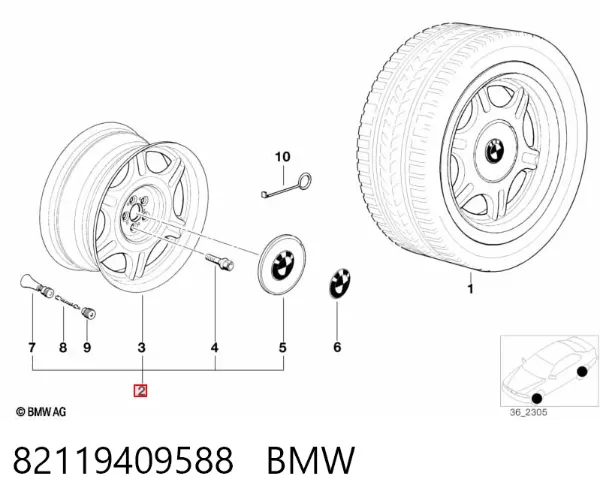 Discos de roda de aleação ligeira (de aleação ligeira, de titânio) 82119409588 BMW
