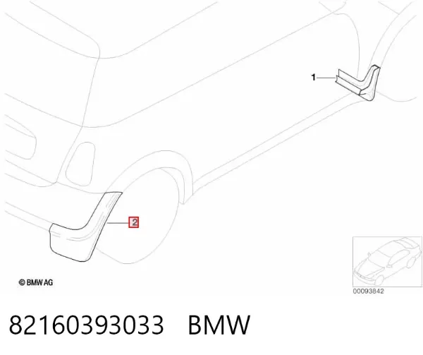 Protetores de lama traseiros, kit 82160393033 BMW
