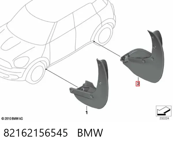 Protetores de lama traseiros, kit Mini COUNTRYMAN R60