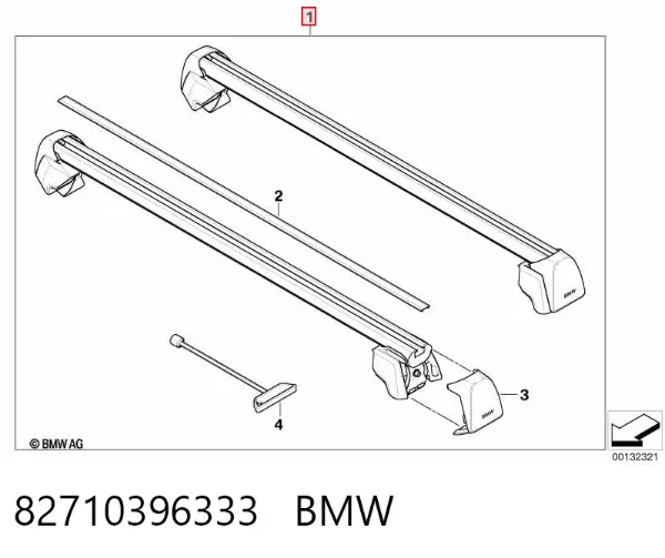 Travessas de porta-malas do teto, kit 82710396333 BMW