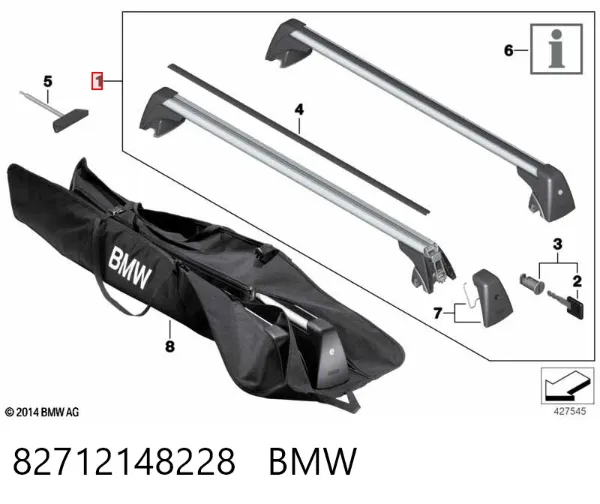 Travessas de porta-malas do teto, kit 82712148228 BMW
