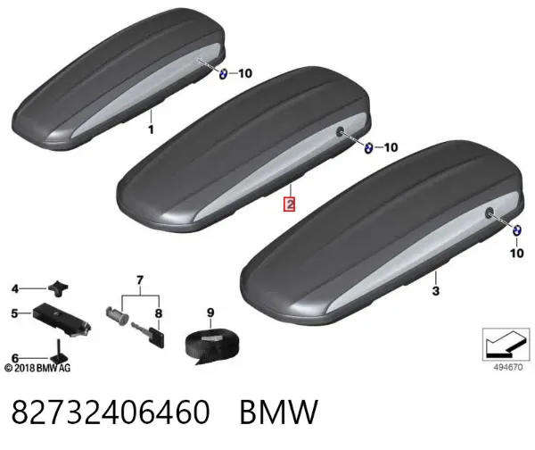 Porta-malas do teto 82732406460 BMW