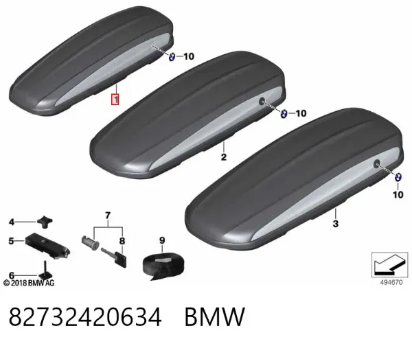 Porta-malas do teto 82732420634 BMW