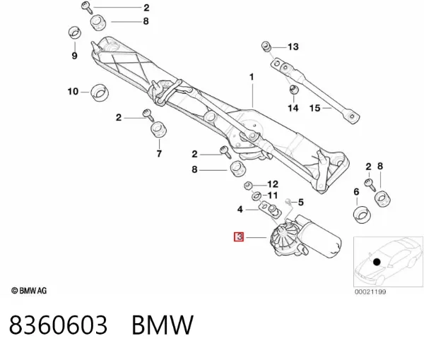 Motor de limpador pára-brisas do pára-brisas 8360603 BMW