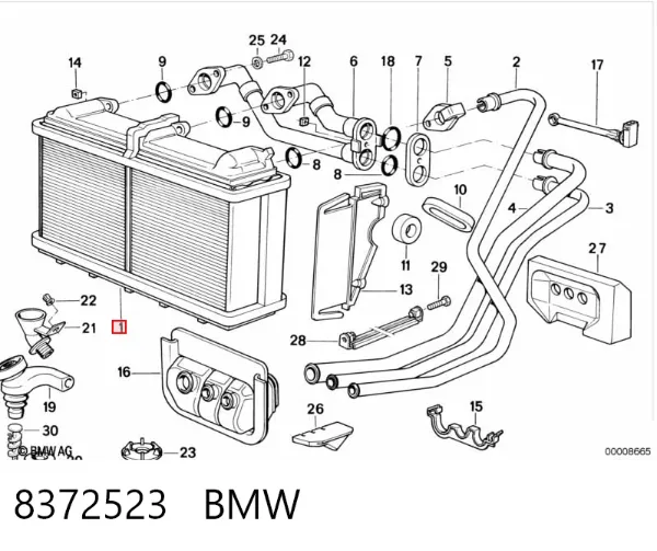 Radiador de forno (de aquecedor) 8372523 BMW
