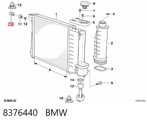 Sensor de temperatura do fluido de esfriamento (de ativação de ventilador do radiador) 8376440 BMW