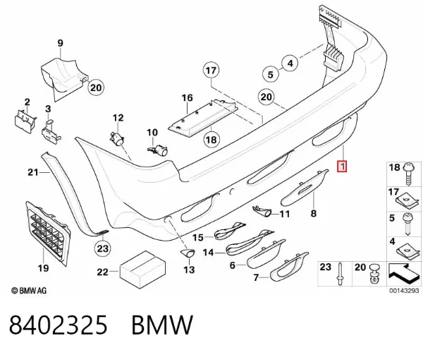 Pára-choque traseiro 8402325 BMW