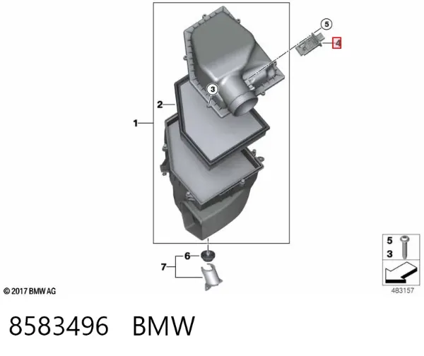 Sensor de fluxo (consumo) de ar, medidor de consumo M.A.F. - (Mass Airflow) 8583496 BMW